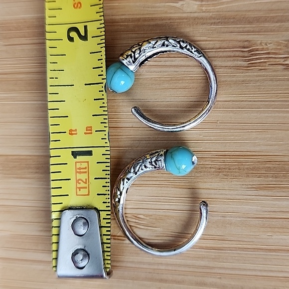 Tribal Boho Mini Hoop 2mm + Post size Sim Turquoise Zinc Alloy - Picture 5 of 5